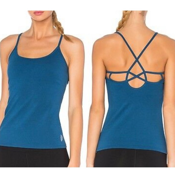Free People Tops - Free People OB4865631 Moonshadow Sapphire Blue Active Tank Top w/Shelf Bra Small